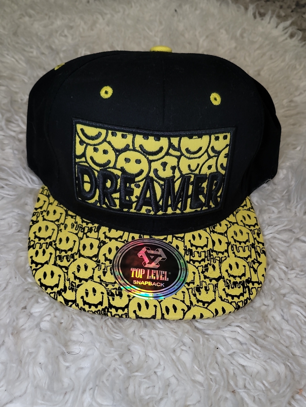 Dreamer Kids Snapback Hat in Black and Yellow